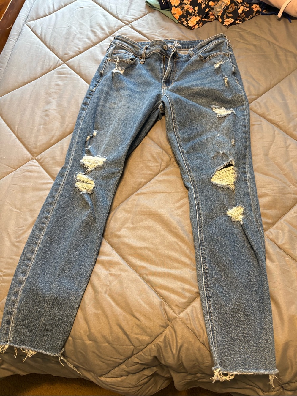 Old Navy Distressed Straight-Leg Blue Jeans